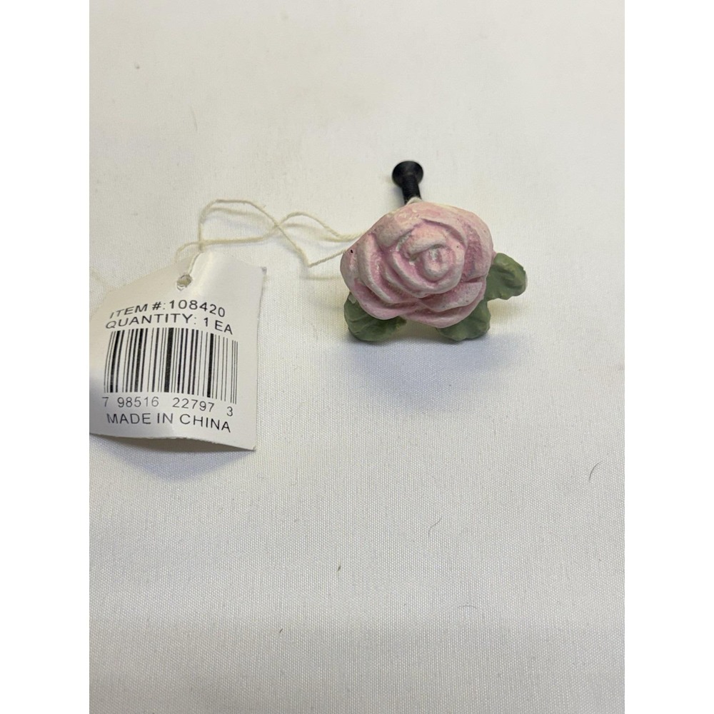 VTG Cast Iron Pink Rose Knobs Set Of 8 THT Designs 2005